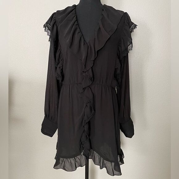 NWT Zara Lace Appliqué Ruffled Dress - Picture 1 of 13